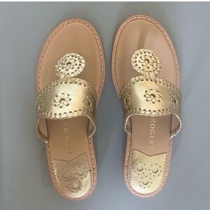 Jack Rogers Jacks II Metallic Gold Thong Sandals